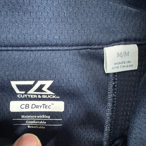 CUTTER & BUCK Mens Golf Jacket 1/4 Zip  MEDIUM Dry-Tec Navy Valero Texas Open - Picture 2 of 7